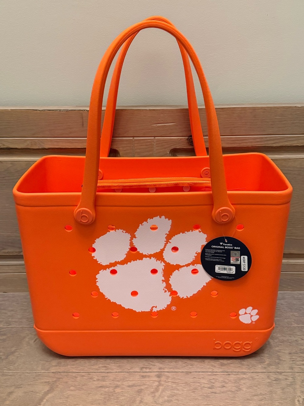 Original Bogg Bag Clemson Tigers Paw Print Orange Lake Pool Tote Bag Large NWT